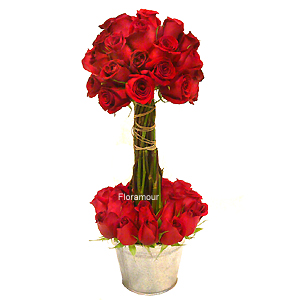 Arbolito decorativo hecho de rosas (Slo Santiago de Chile)